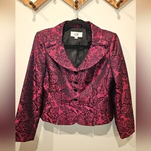 Le Suit Petite Blazer Maroon & Black Size 8p